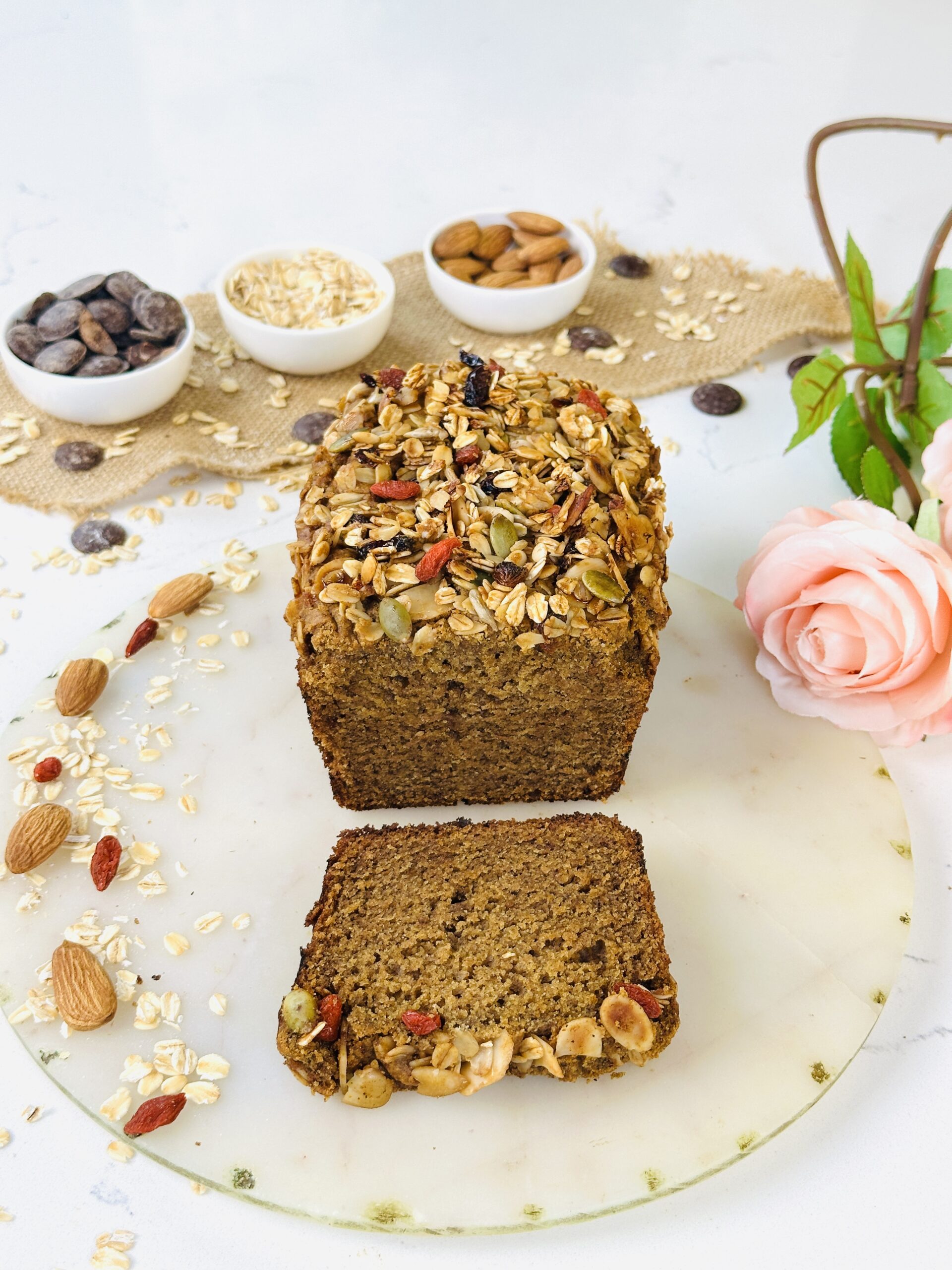 oats and dates granola tea cake